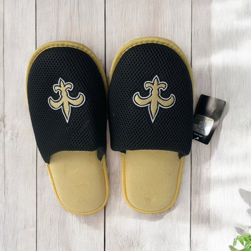 New Orleans Saints NFL Men's Big Logo Mesh Slide on Slipper 9-10 NEW